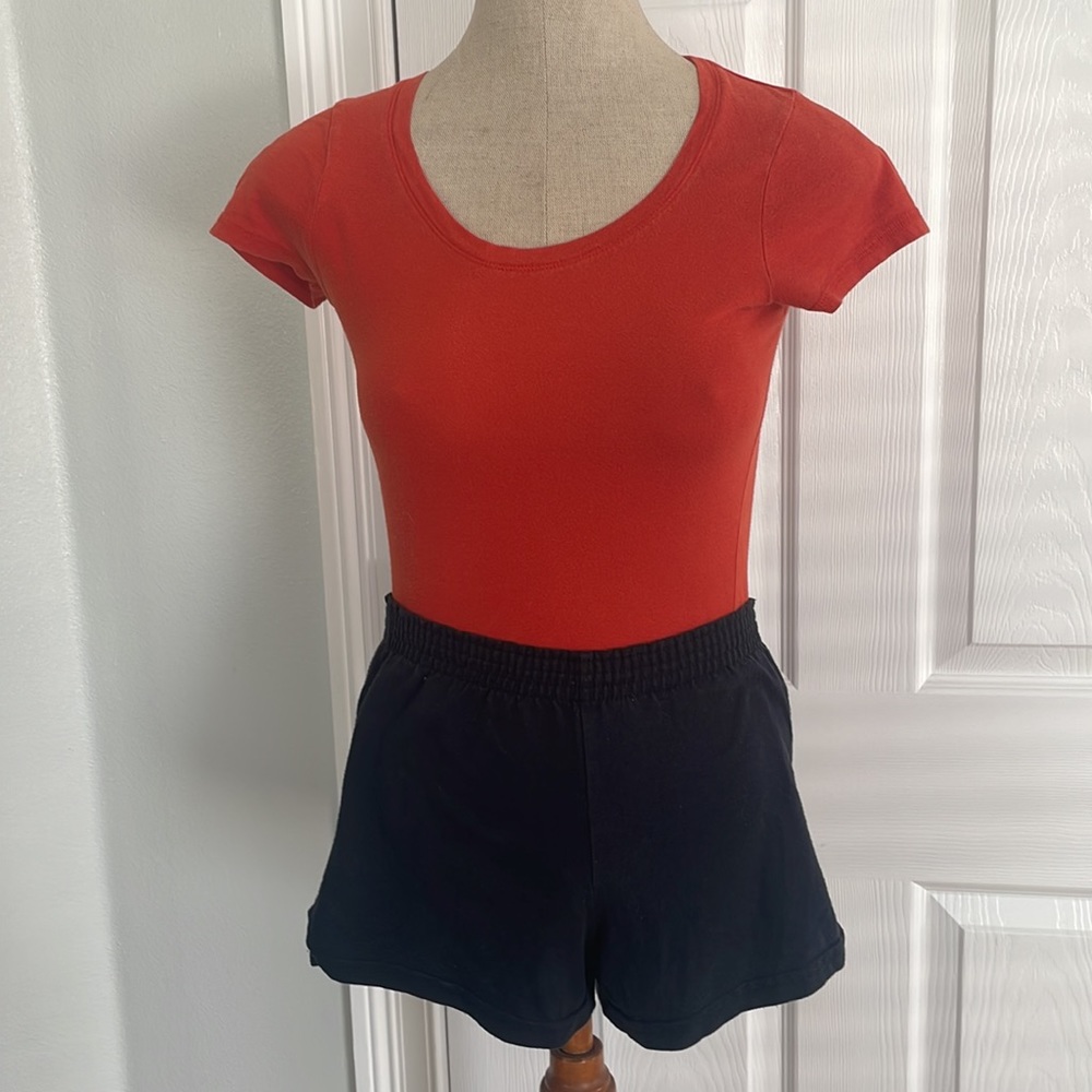 Soffe shorts black cheer & tee top tangerine orange XS